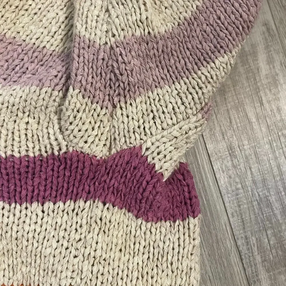 Lou & Grey & LOFT Sweater Womens LARGE Multicolor Chunky Knit Striped Pullover - Picture 8 of 14